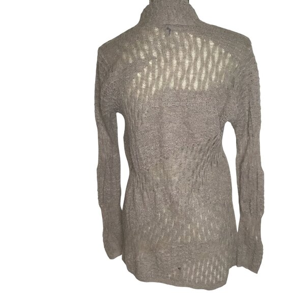 EILEEN FISHER Baby Alpaca Open Cardigan XS Taupe Sheer Travel Minimalist Luxury - Picture 2 of 6